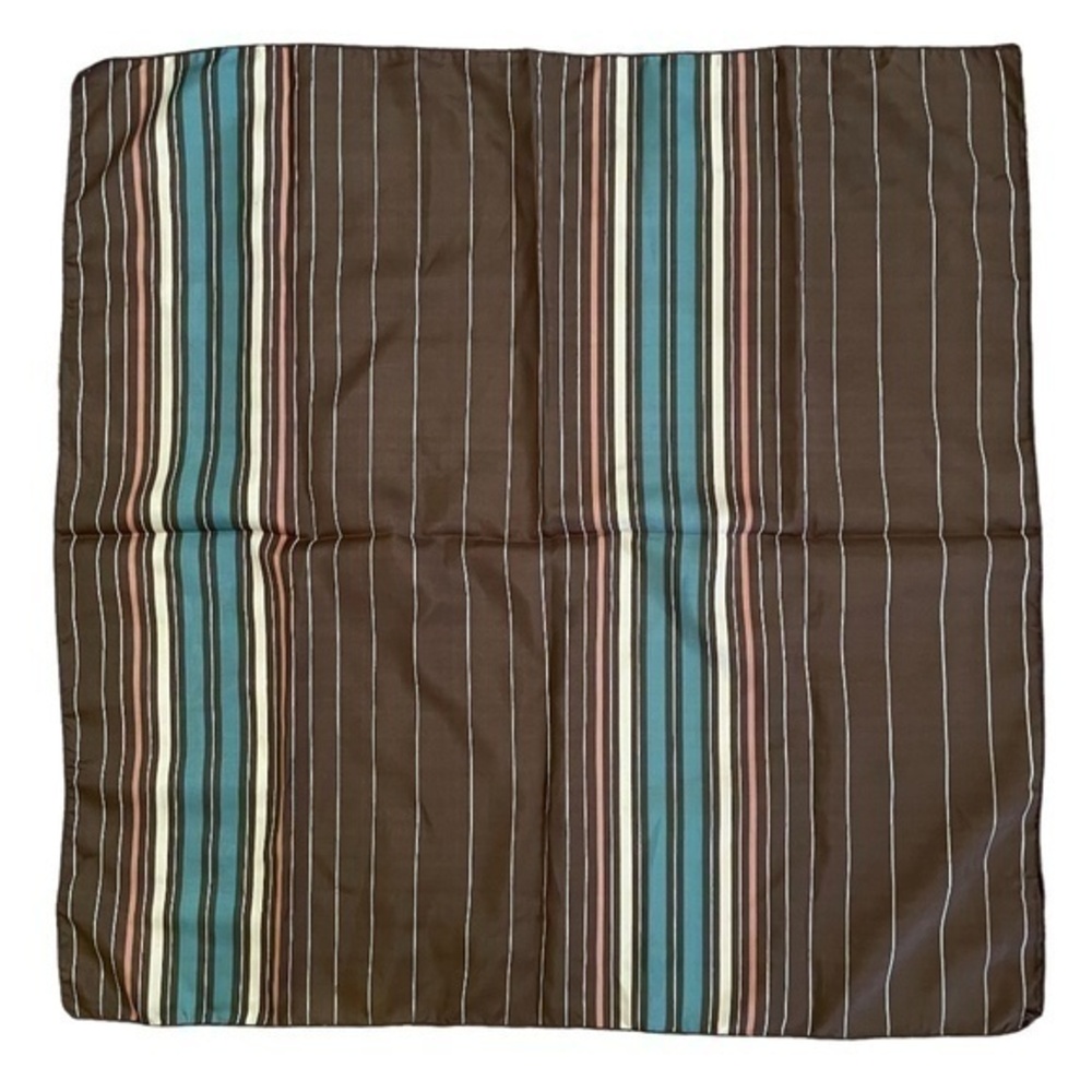 1970s Striped Earth-Tone Square Scarf Vintage